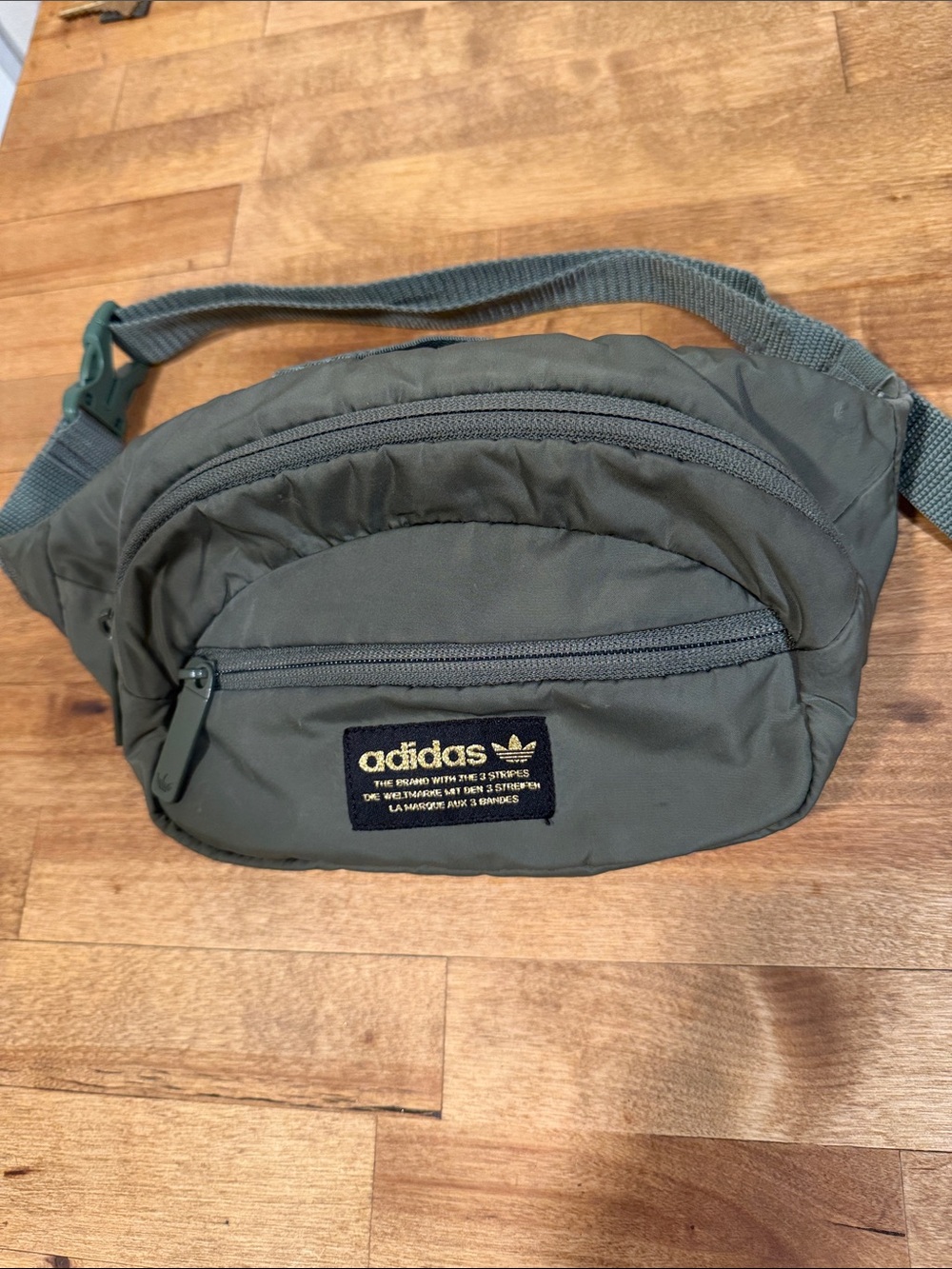 adidas Originals Olive Green Waist Bag with Black Logo Patch
